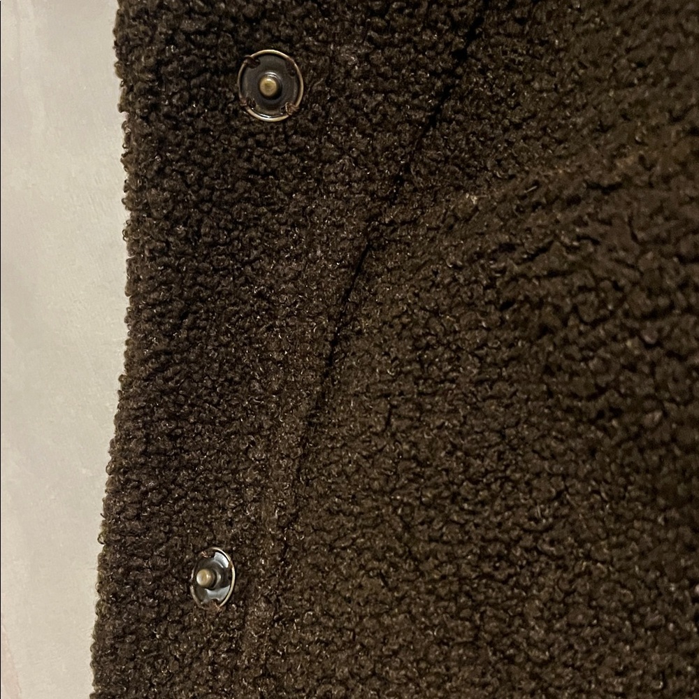 Industry faux leather faux fur Brown button up Vest - Picture 8 of 10
